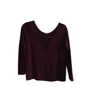 Fashion Nova Burgundy criss cross Pullover